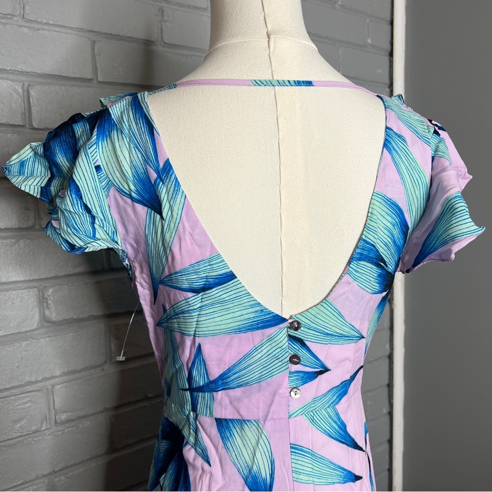 Olivaceous Tropical Leaf Print Tie Front Maxi Dress - Picture 7 of 16